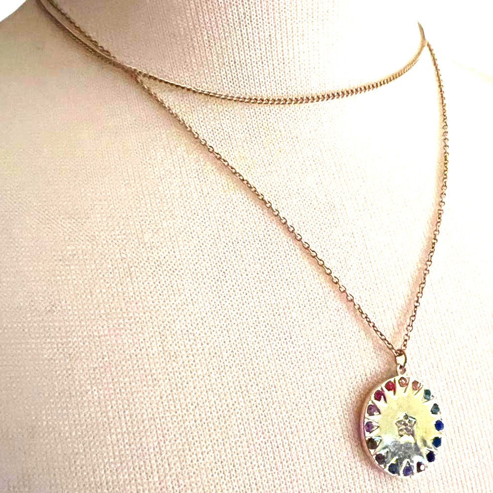 R Gold-Tone & Sparkly Stones Double Chain Necklace